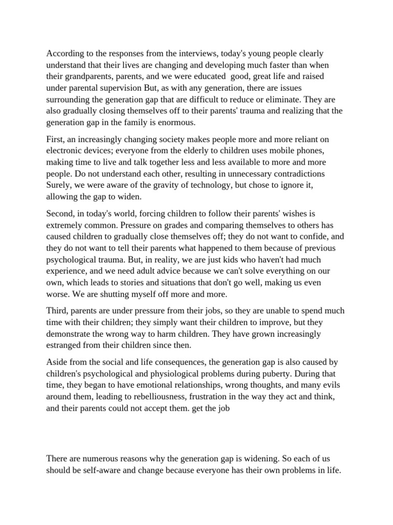 Bridging the Generation Gap Today | PDF | Interpersonal Relationships ...