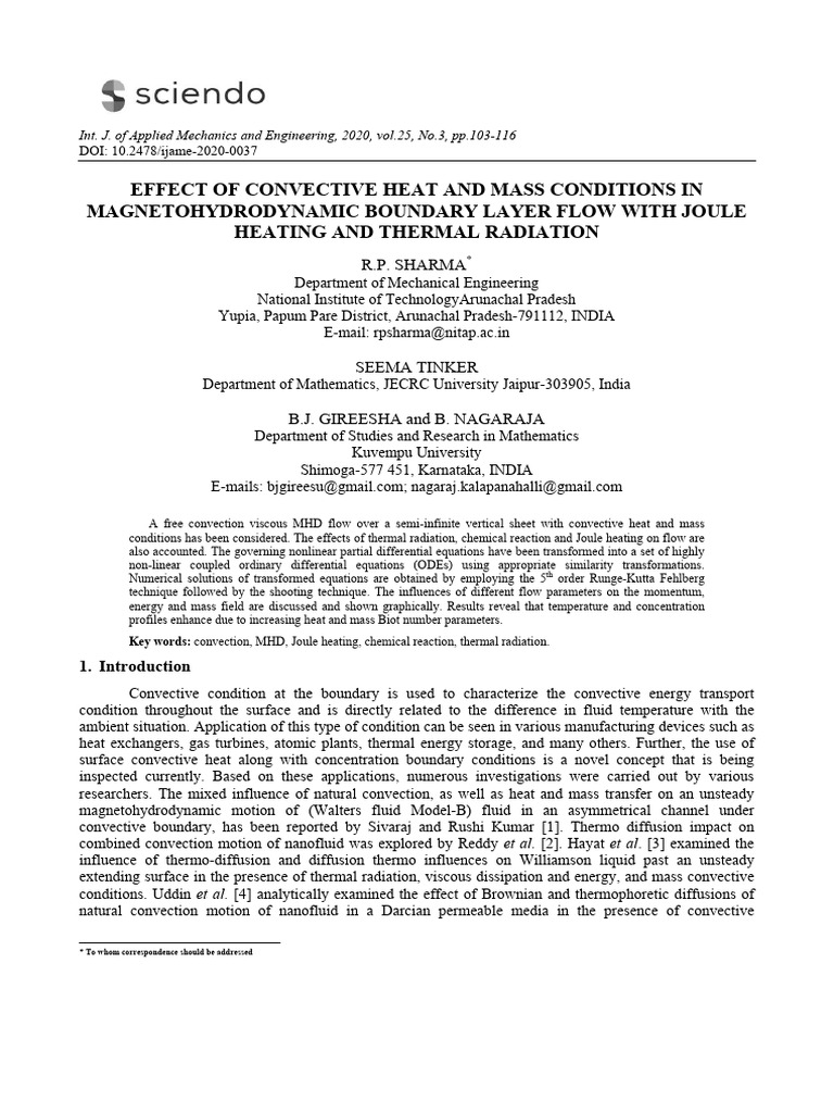 Effect of Convective Heat and Mass Condi | PDF | Magnetohydrodynamics ...