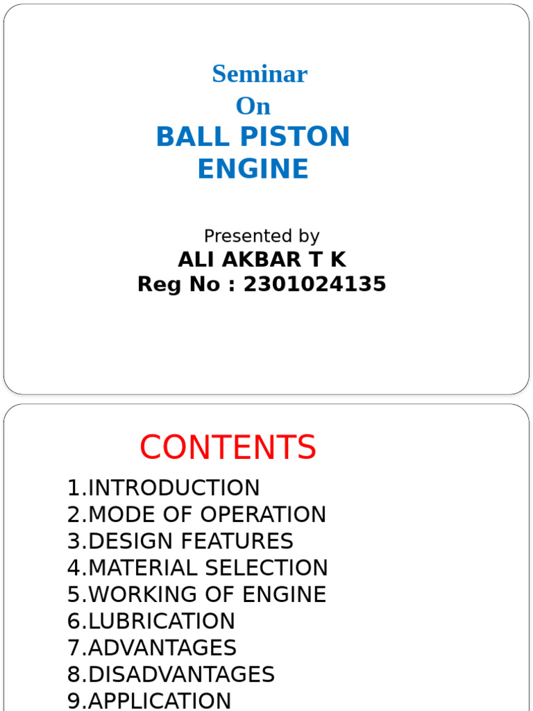 Ball Piston Engine Seminar Overview | PDF | Internal Combustion Engine ...
