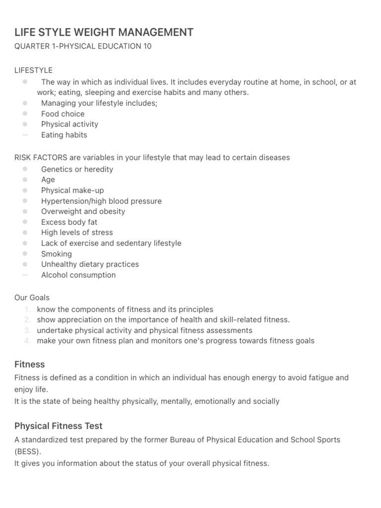 Lifestyle Weight Management Guide | PDF | Physical Fitness | Obesity