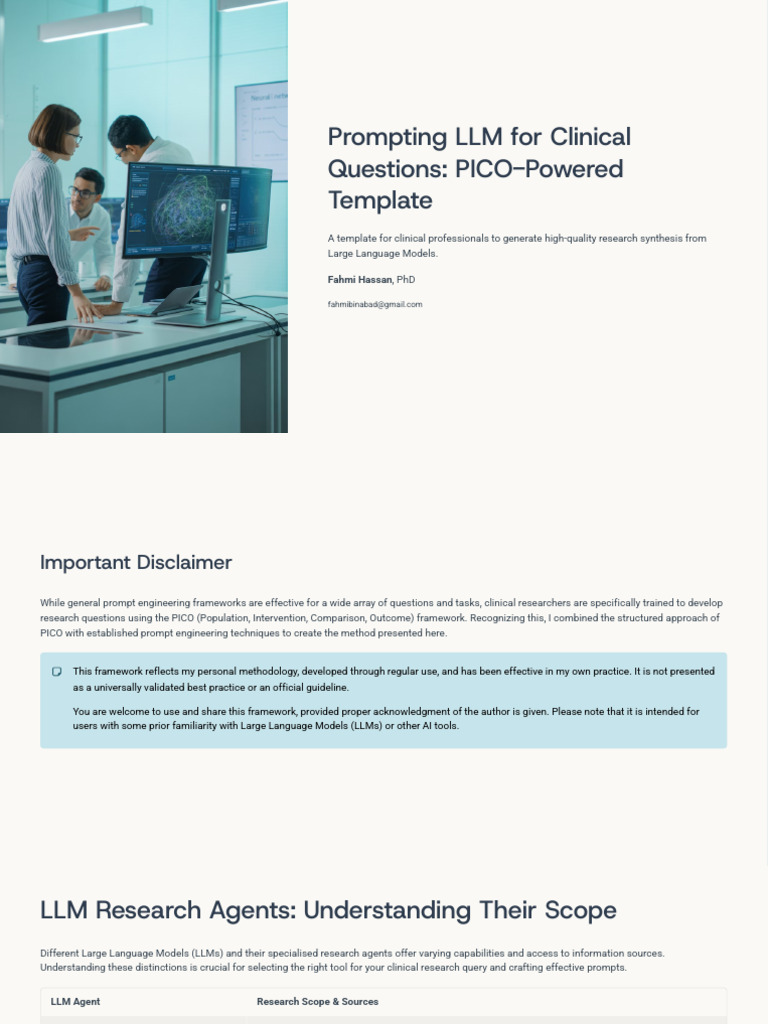 PICO Template for Clinical LLM Research | PDF | Systematic Review | Inquiry
