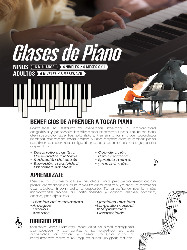 Clases de Piano - Brochure | PDF | Piano | Aprendizaje