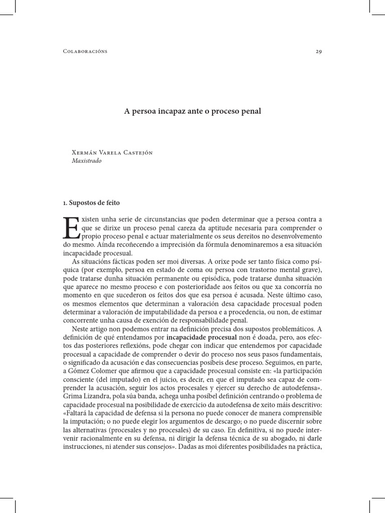(2010) A Persoa Incapaz Ante El Processo Penal | PDF