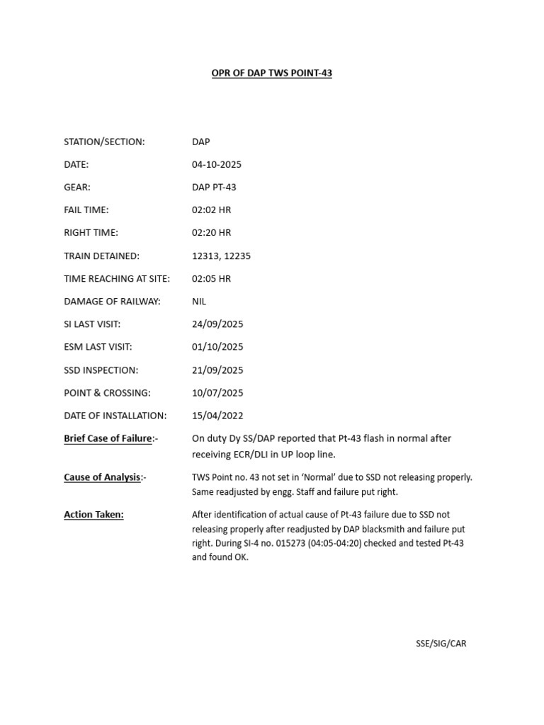 Opr of Dap Tws Point-43 | PDF