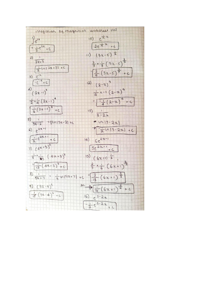 Integration by Recognition Homework | PDF
