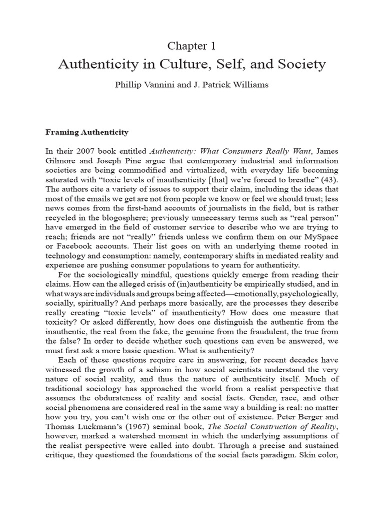 Understanding Authenticity in Society | PDF | Authenticity (Philosophy ...
