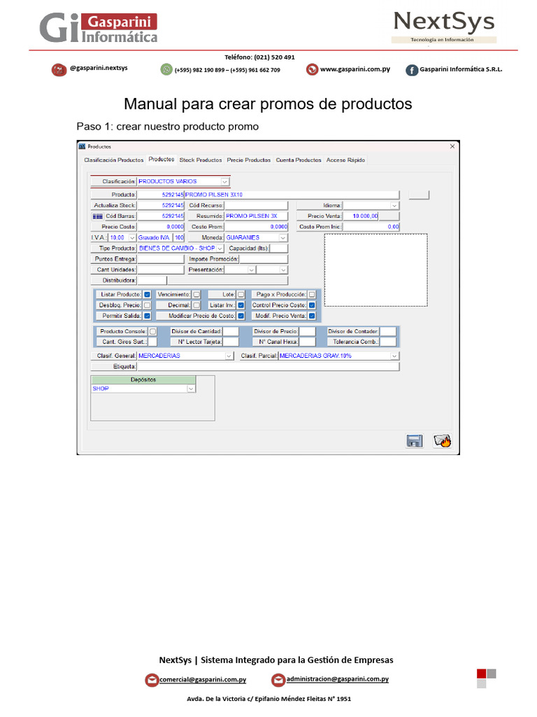 Crear Promociones en NextSys | PDF