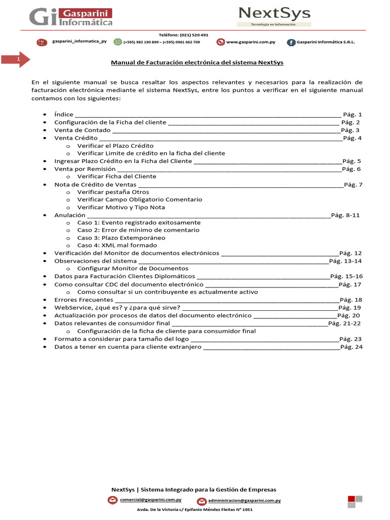 Manual de Facturación Electrónica NextSys | PDF | Factura | Informática