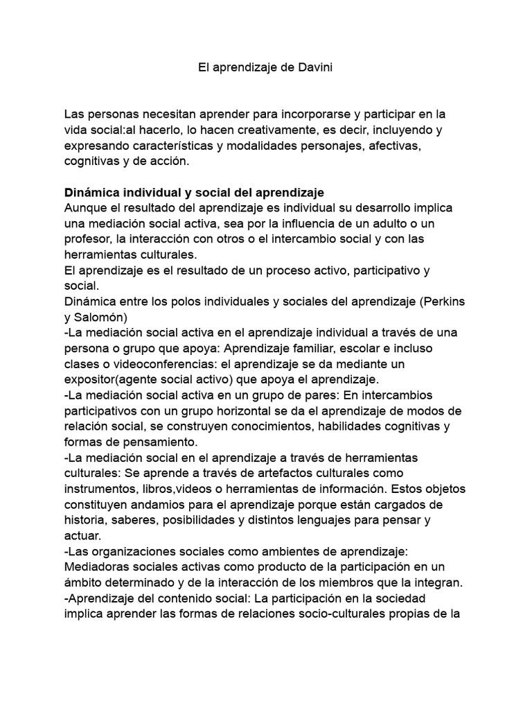 Dinámicas del Aprendizaje Social y Individual | PDF | Aprendizaje ...