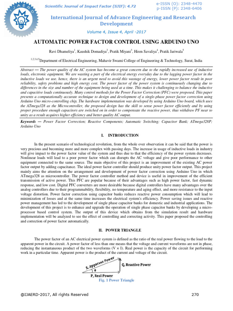 Automatic Power Factor Control with Arduino | PDF | Ac Power | Capacitor