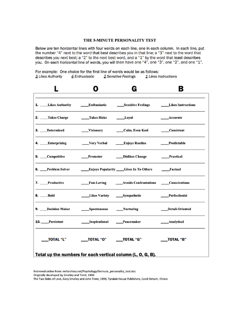 Adv Personality Test | PDF