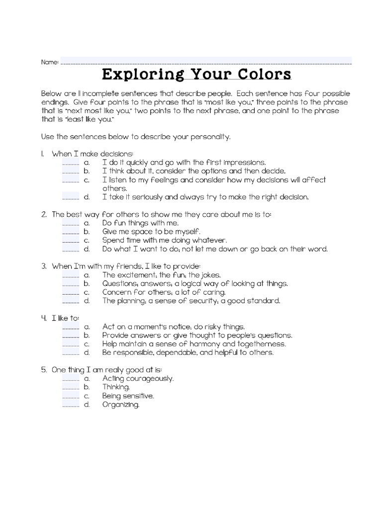 Personality Test | PDF