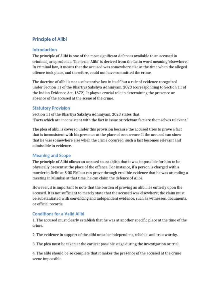 Understanding the Principle of Alibi | PDF | Burden Of Proof (Law ...
