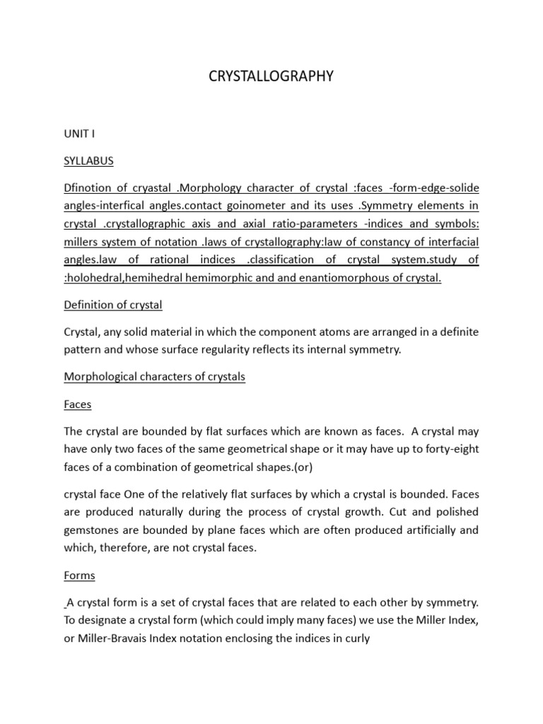 Introduction to Crystallography Concepts | PDF | Crystal Structure ...