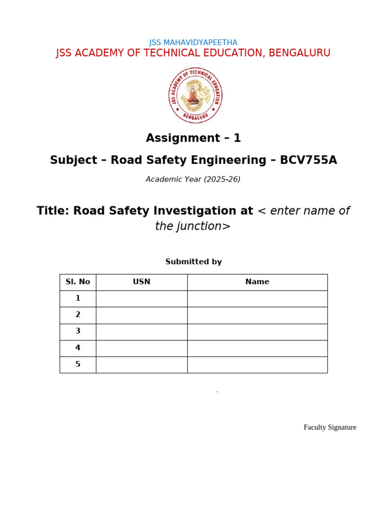 Road Safety Investigation Assignment | PDF