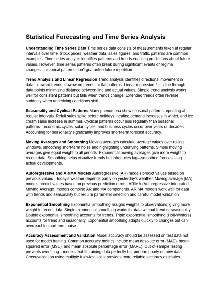 Statistical Forecasting and Time Series Analysis | PDF | Forecasting ...