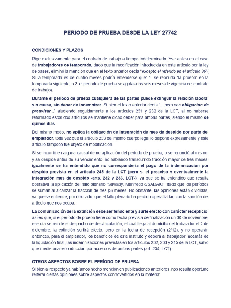 Período de Prueba según Ley 27742 | PDF | Justicia | Crimen y violencia