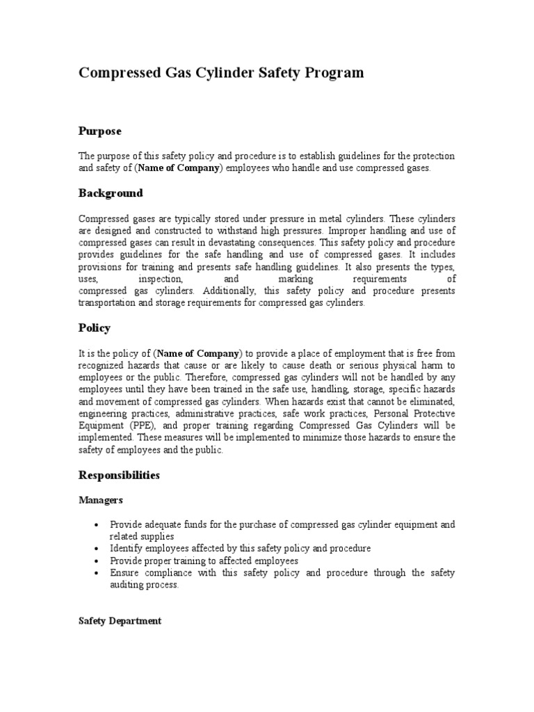 Compressed Gas Cylinder Safety Program PDF Flammability Safety
