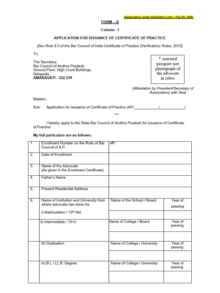 Application for Certificate of Practice | PDF | Advocate | Justice