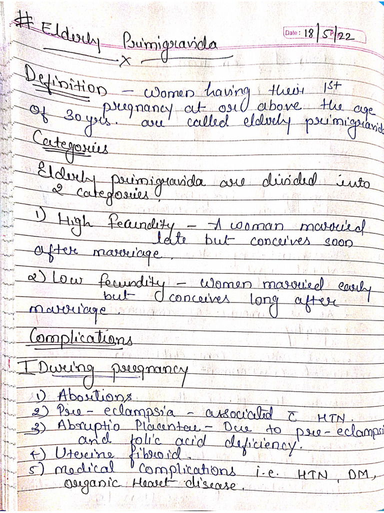 Elderly Pregnancy Notes | PDF