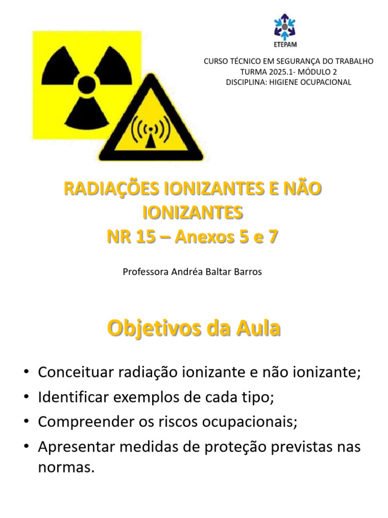 Aula Radiações Inonizantes e Não Ionizantes | PDF | Radiação ...