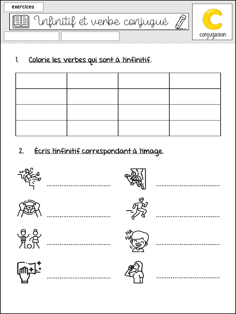 Exercices sur l'infinitif des verbes | PDF | Syntaxe | Morphologie