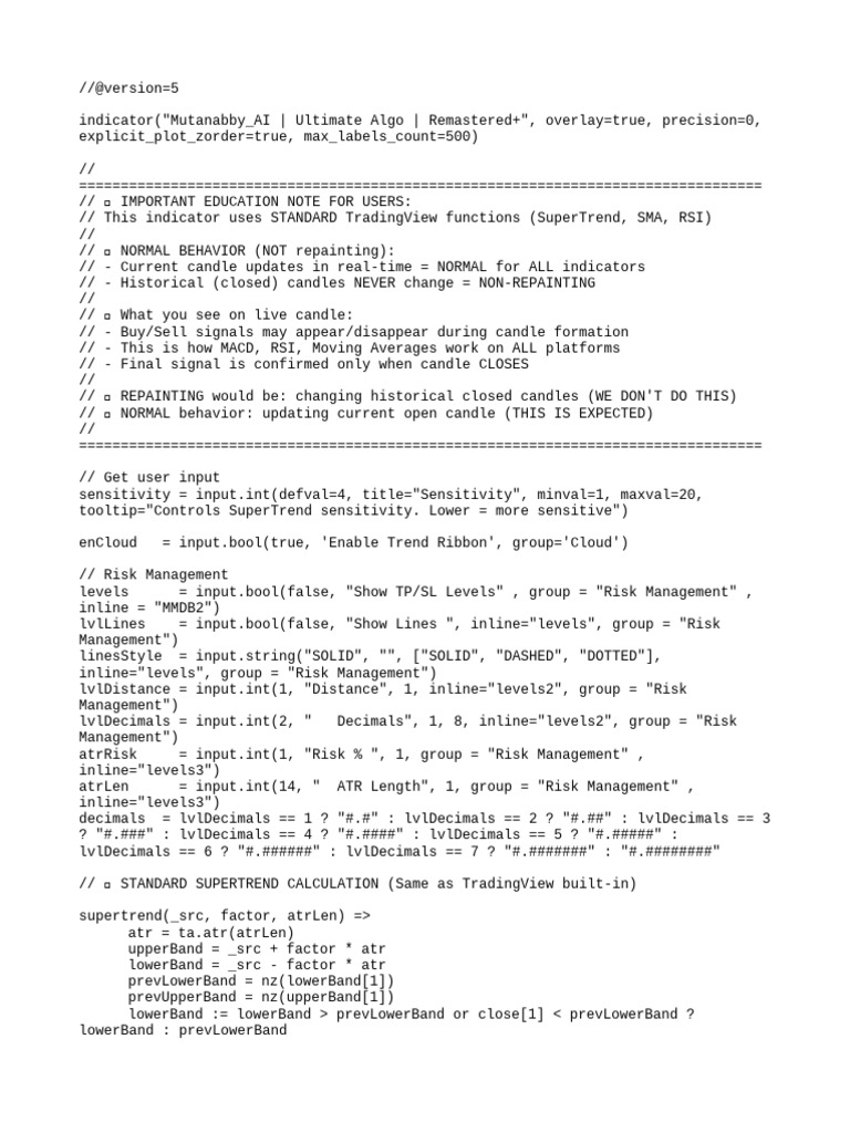 Mutanabby AI Trading Indicator | PDF | Computer Programming | Computing