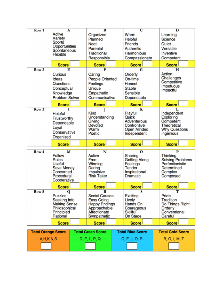 Color Personality Test | PDF