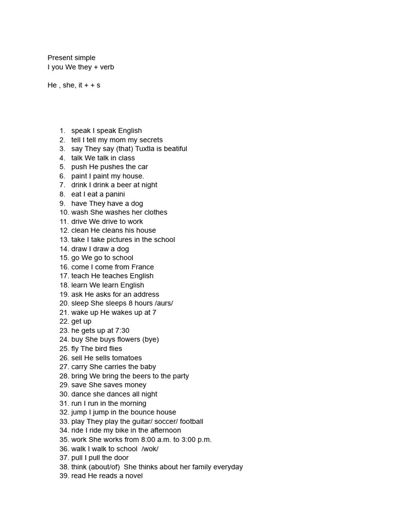 Present Simple Verb Usage Guide | PDF