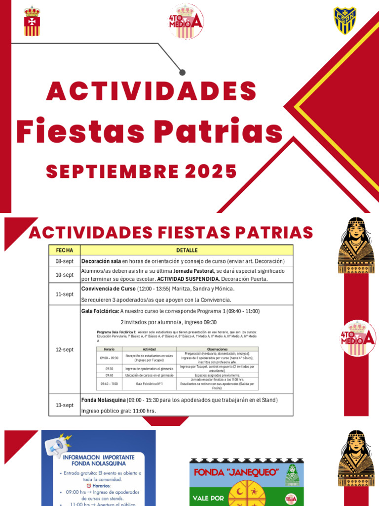 Actividades Fiestas Patrias 2025 | PDF