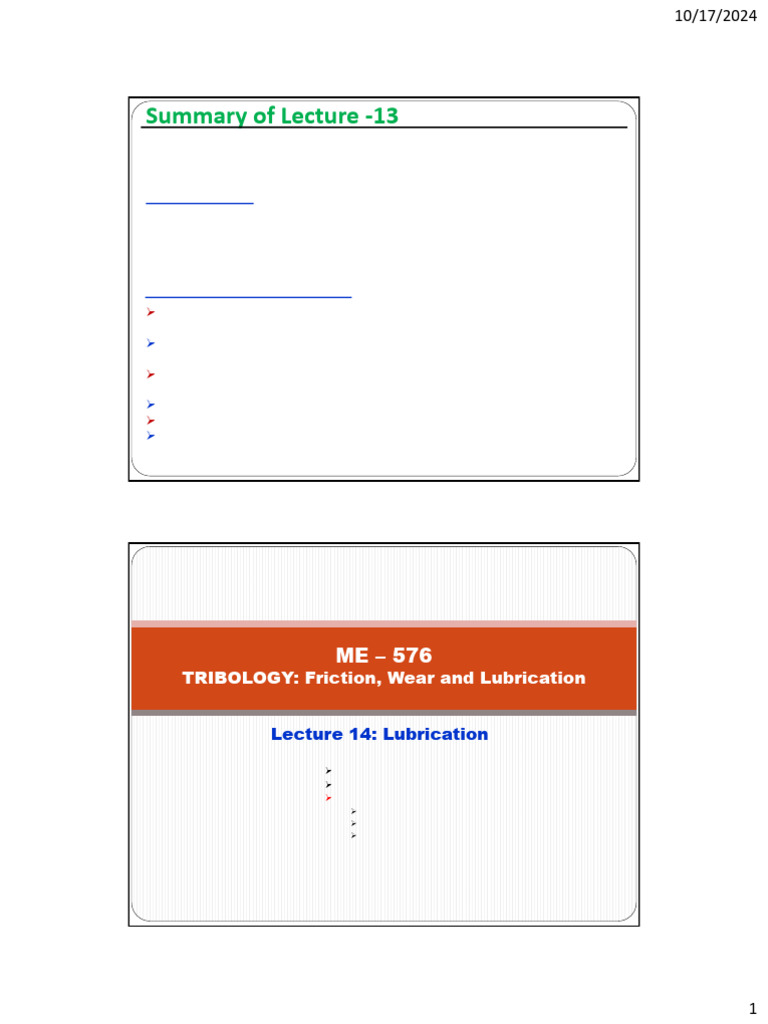 Lecture-14 Lubrication Strategies | PDF | Lubricant | Friction
