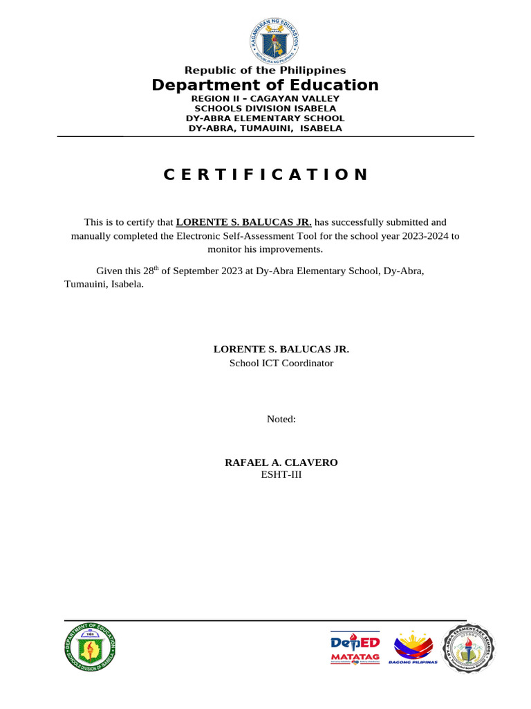 E SAT Certification | PDF