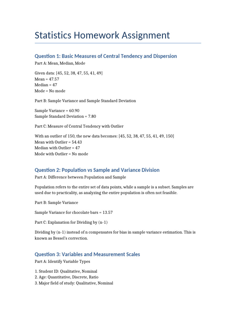 Stat Assignment | PDF | Outlier | Mode (Statistics)