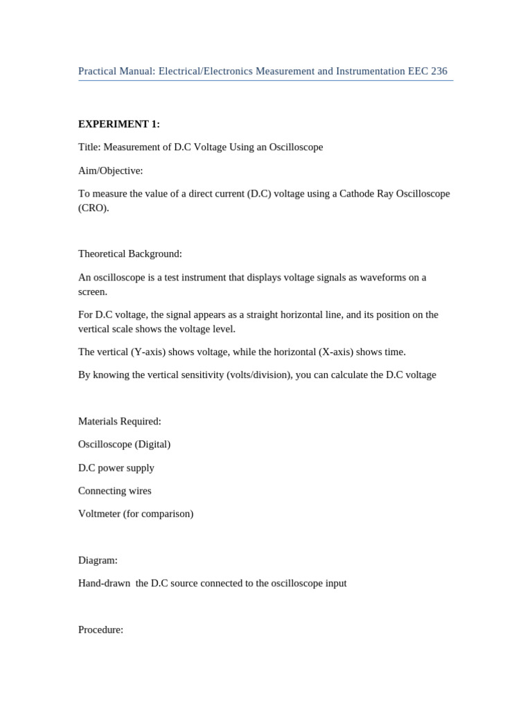 Electrical Measurement Techniques Manual | PDF | Root Mean Square | Voltage