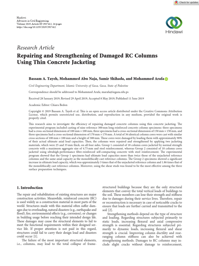 Strengthening Damaged RC Columns with Jacketing | PDF | Strength Of ...