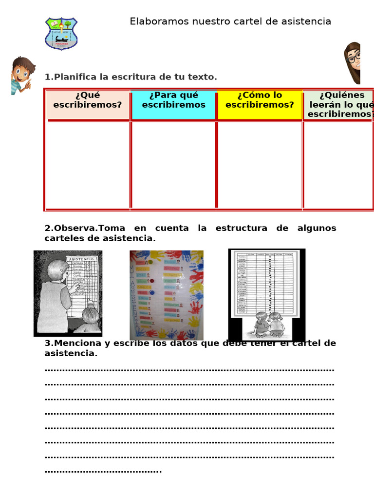 D3 A2 FICHA COM. Elaboramos Nuestro Cartel de Asistencia 02-04-25 | PDF