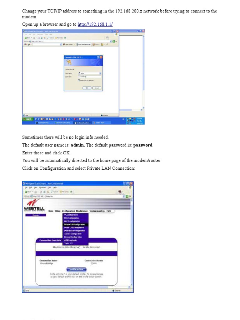 Configuring Westell 6100 in Bridge Mode | PDF