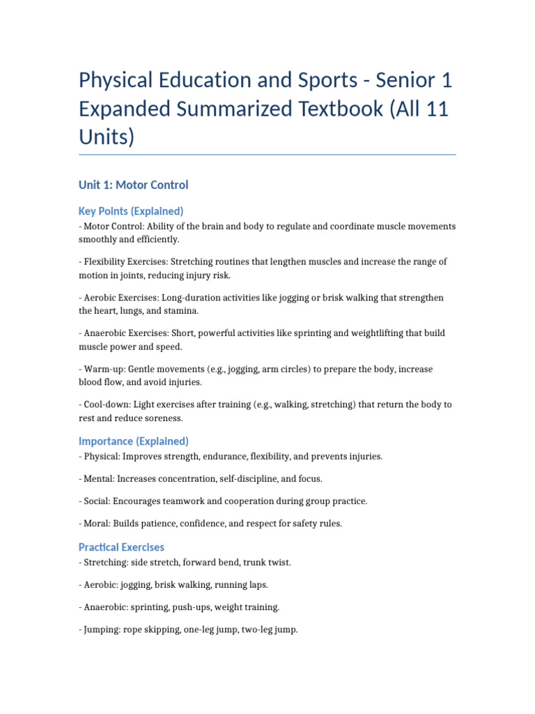 Physical Education S1 Expanded All 11 Units | PDF | Strength Training ...