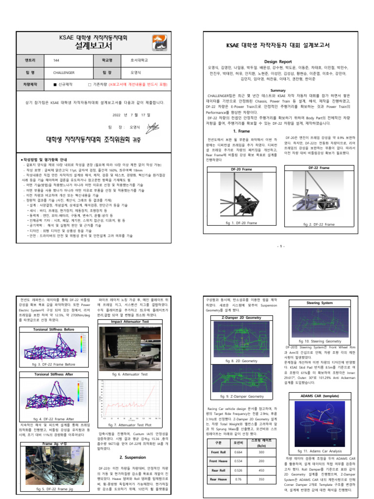 2022 Formula 설계보고서 호서대학교 (Challenger) | PDF
