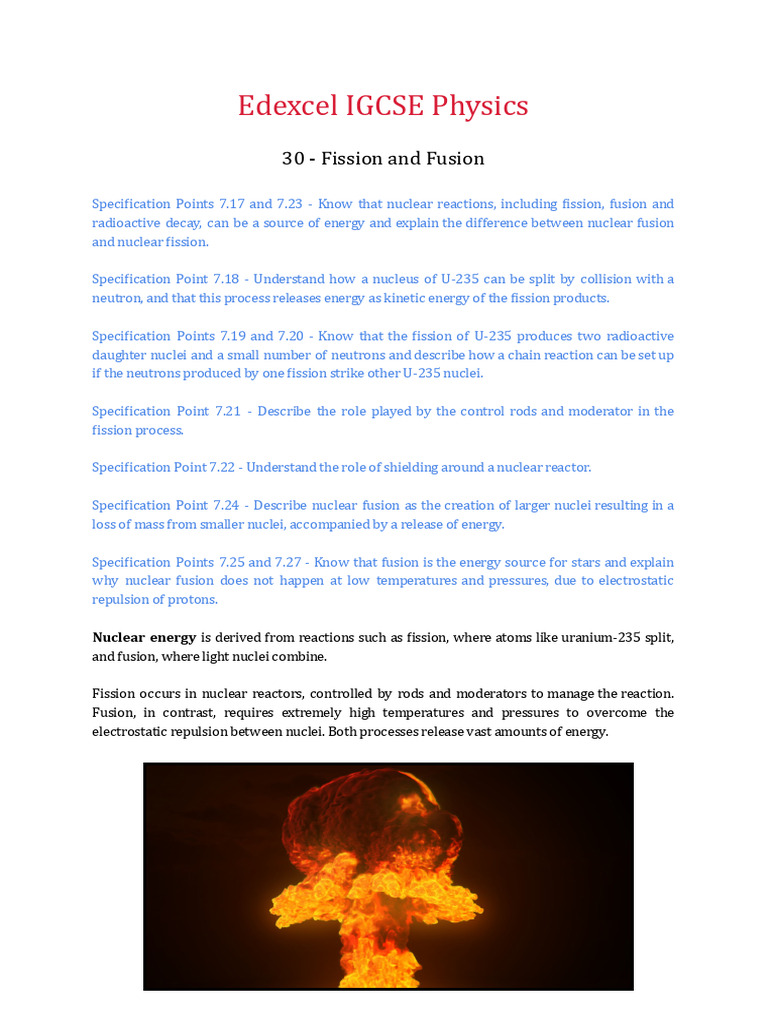 Nuclear Fission and Fusion Explained | PDF | Nuclear Fission | Nuclear ...