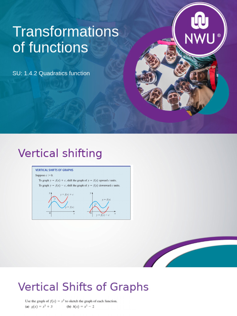 SU. 1.4.2 Transformations of Quadratics Function | PDF