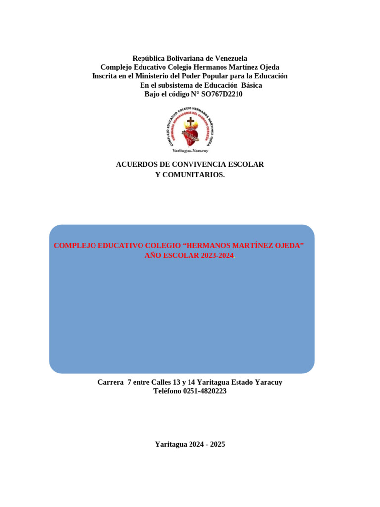 Acuerdos de Convivencia Escolar 2023-2024 | PDF | Enseñando | Maestros