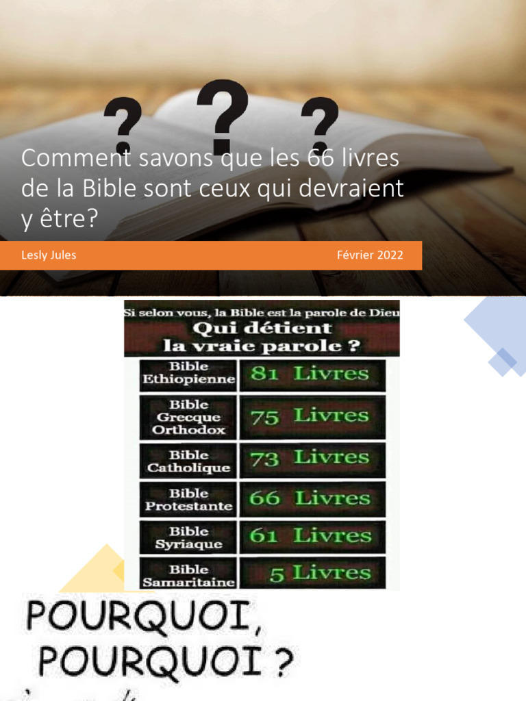 Les 66 livres de la Bible expliqués | PDF | Le gospel | Canon biblique