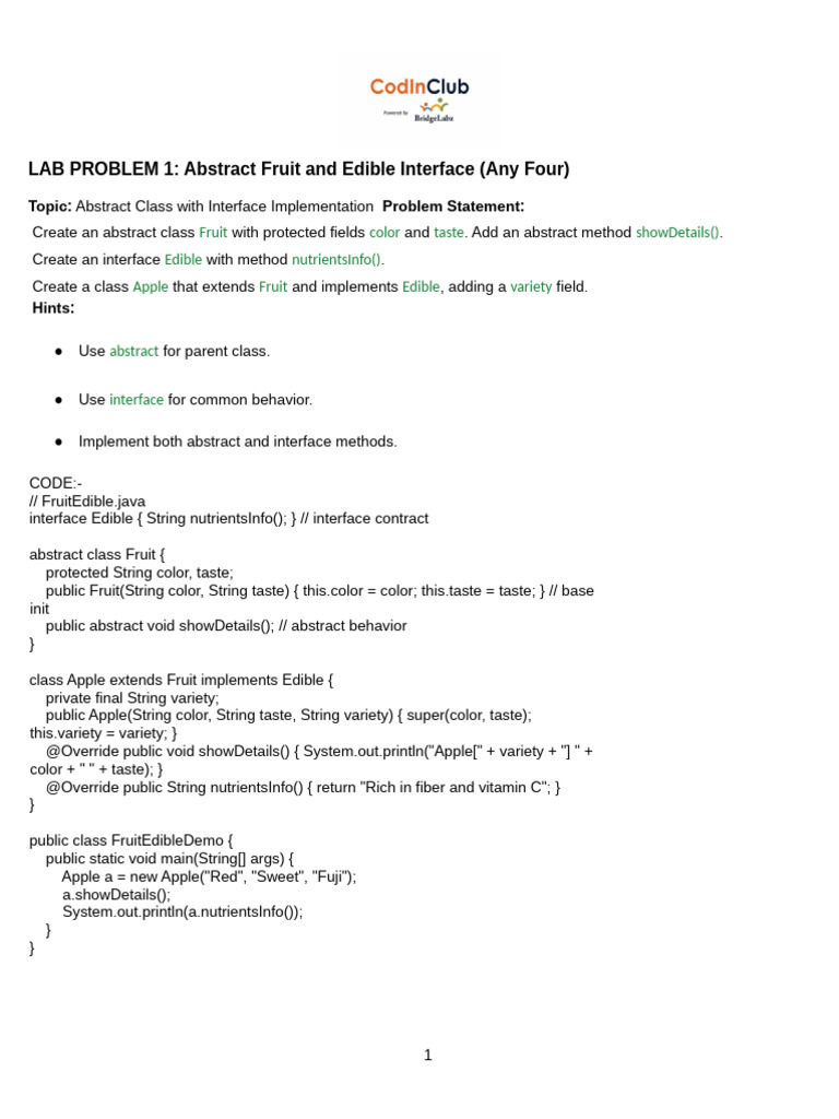 Abstract Classes and Interfaces in Java | PDF | Method (Computer ...