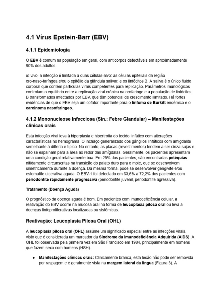 Infecções Orais por EBV e CMV: Epidemiologia e Tratamento | PDF | HIV ...