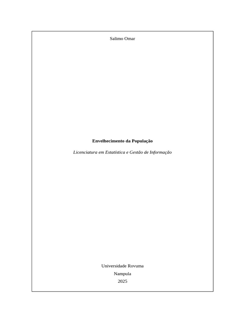 Causas do Envelhecimento Populacional | PDF | Envelhecimento ...