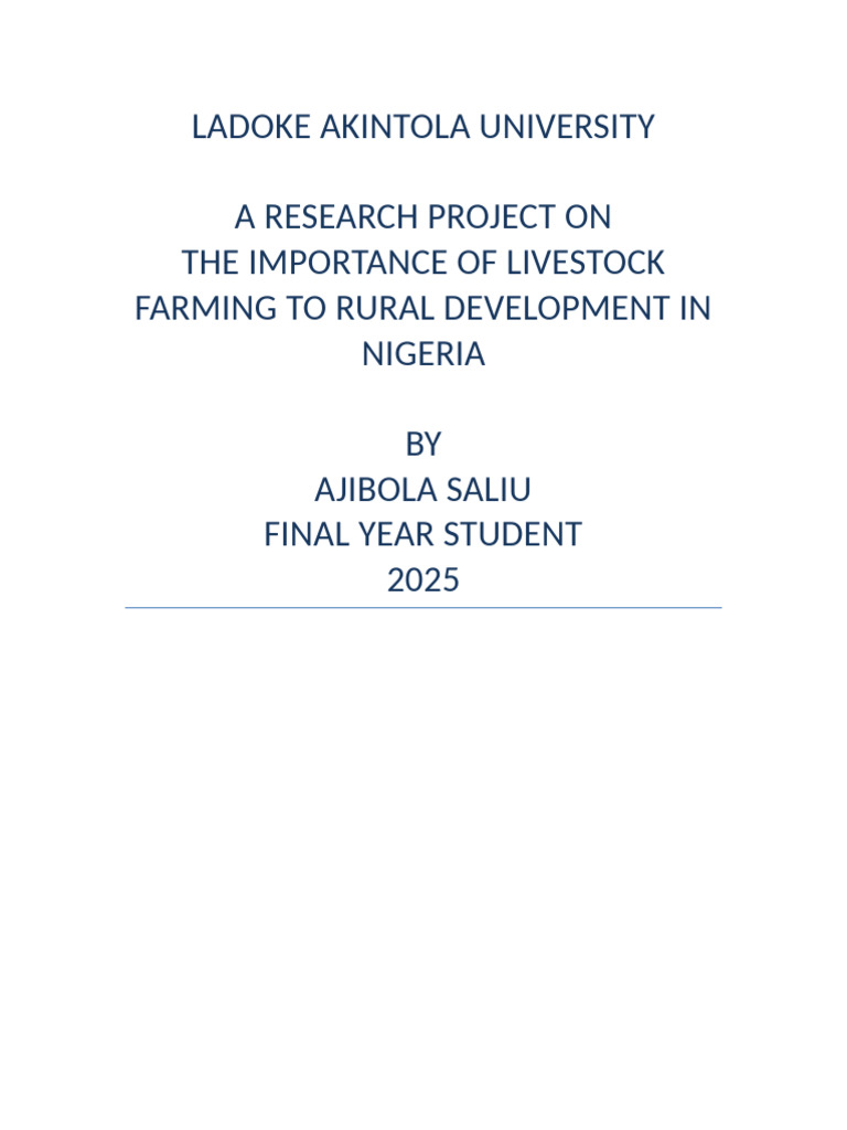 Livestock Farming's Role in Nigeria's Rural Development | PDF ...