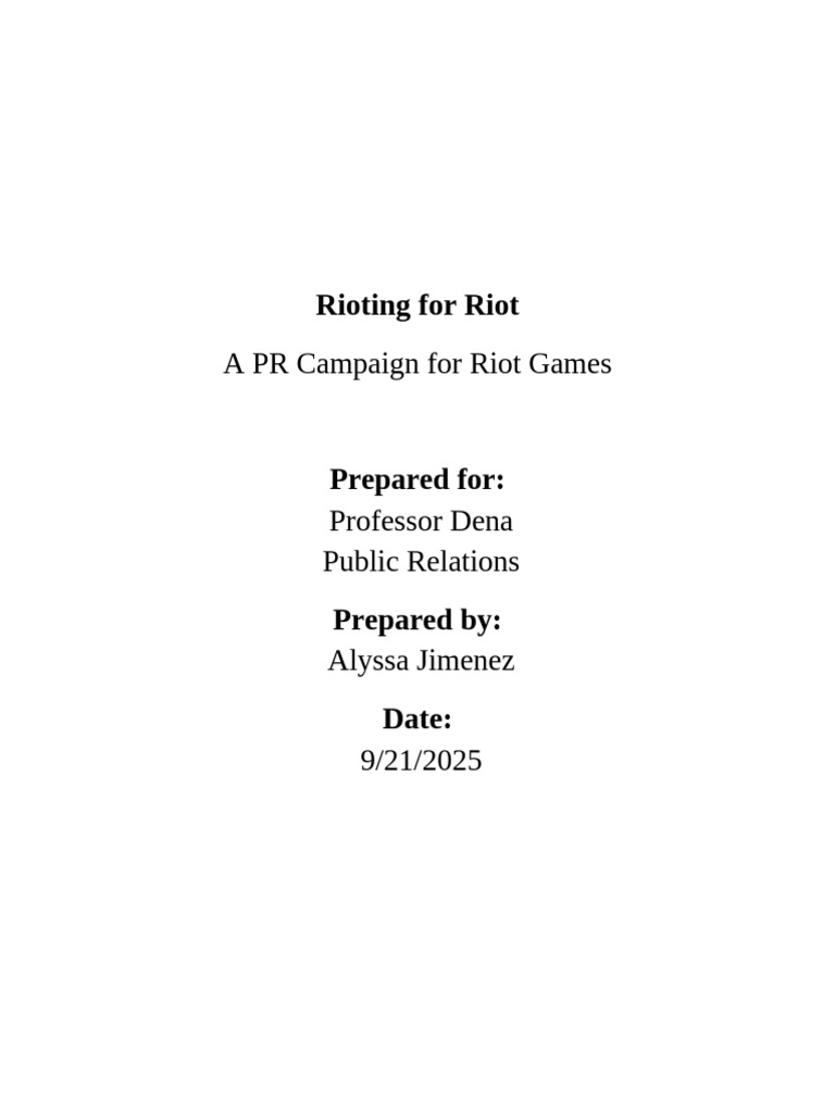 PR Campaign Riot Games | PDF | Social Media | Popular Culture & Media ...