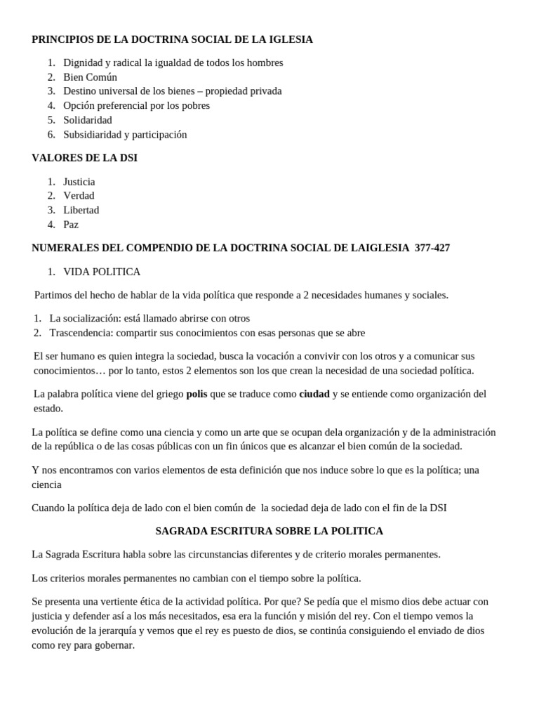 Principios de la Doctrina Social de la Iglesia | PDF | Derechos humanos ...