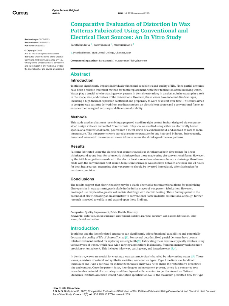 Comparative Evaluation of Distortion in Wax | PDF | Thermal Expansion